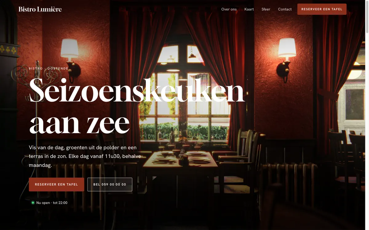 Demo-website van Bistro Lumière
