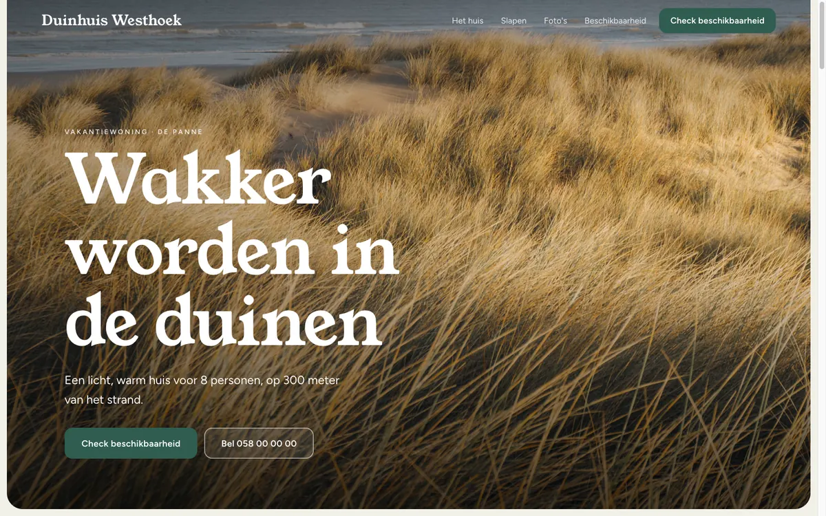 Demo-website van Duinhuis Westhoek